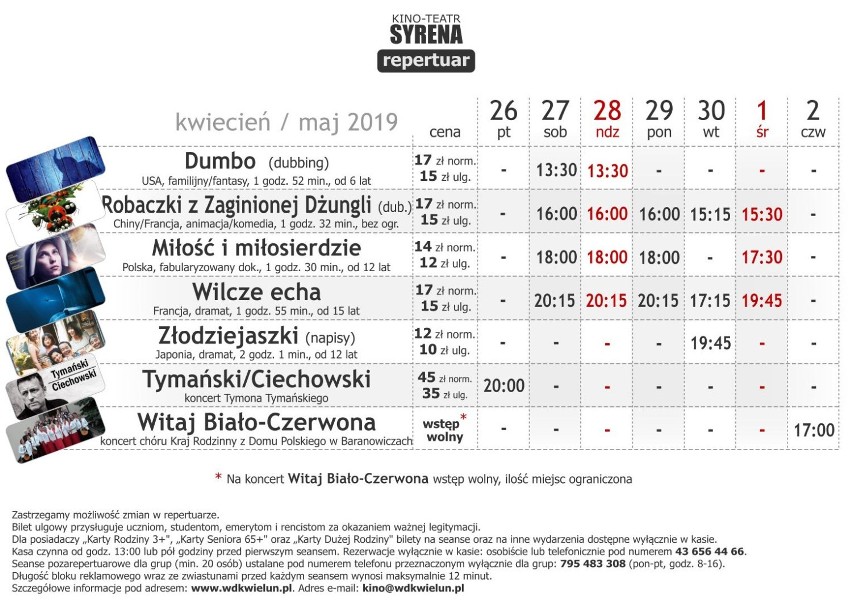 Repertuar kina Syrena w Wieluniu od 26 kwietnia do 2 maja[ZWIASTUNY]