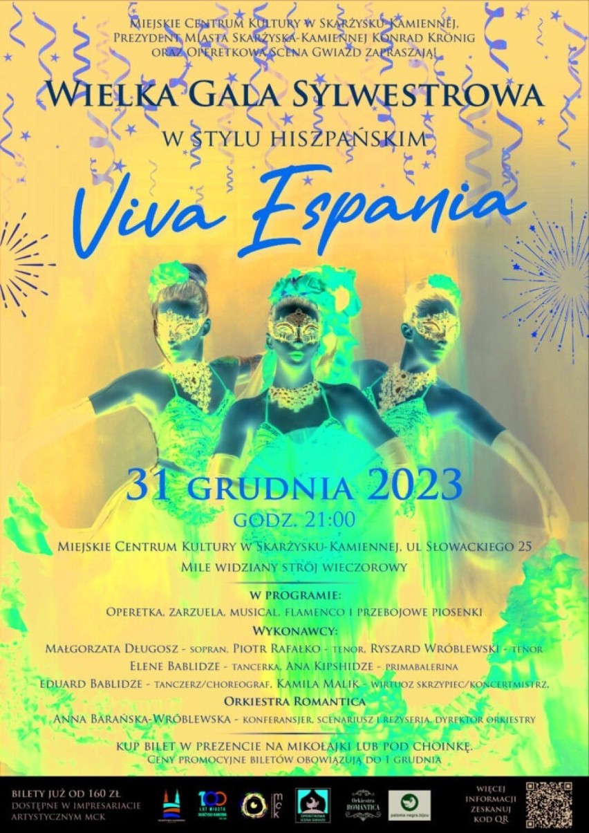 Gala sylwestrowa w stylu hiszpańskim „Viva Espania” w Skarżysku-Kamiennej. Masa atrakcji i znani artyści. Znamy program