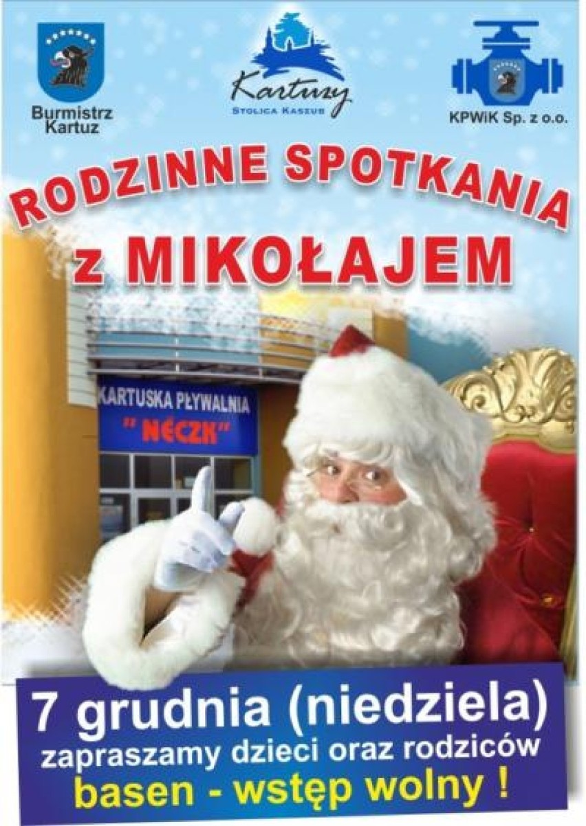 Spotkaj się z Mikołajem w Kartuzach - na basenie, 7 grudnia, wstęp wolny dla rodzin!