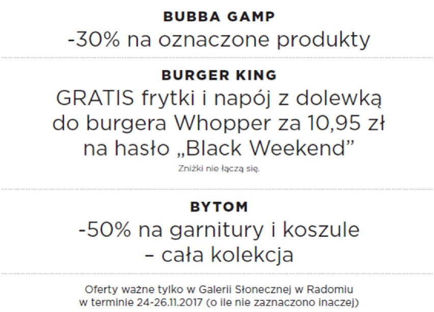 Black Friday w Galerii Słonecznej w Radomiu - lista sklepów...