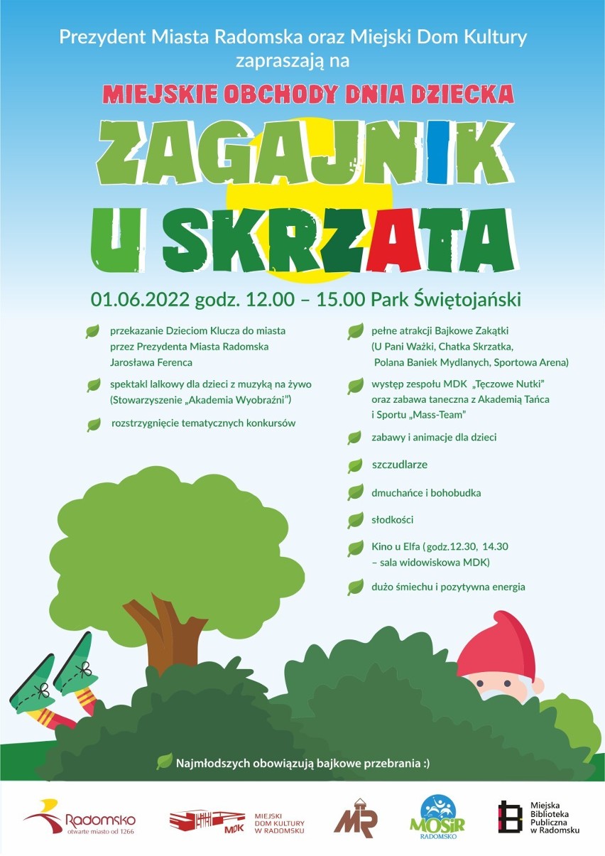 Dzień Dziecka 2022 w Radomsku. Zagajnik u Skrzata, czyli miejski piknik w Parku Świętojańskim 