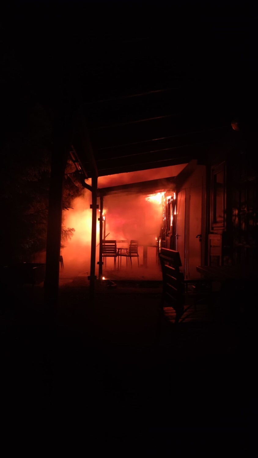 Pożar domku w Chodczu