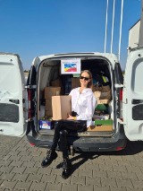 Zbiórka darów dla uchodźców na Torze Łódź. Udział wzięła Agata Wdowiak - Miss Polski z Łodzi
