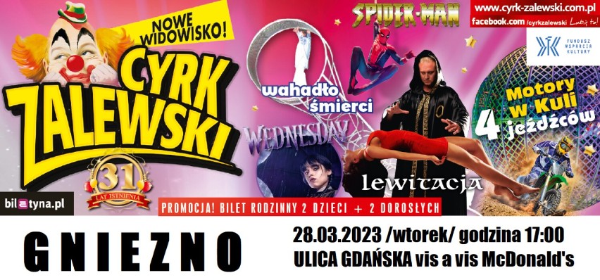 Cyrk Zalewski wystąpi jeszcze w marcu w Gnieźnie i Wrześni