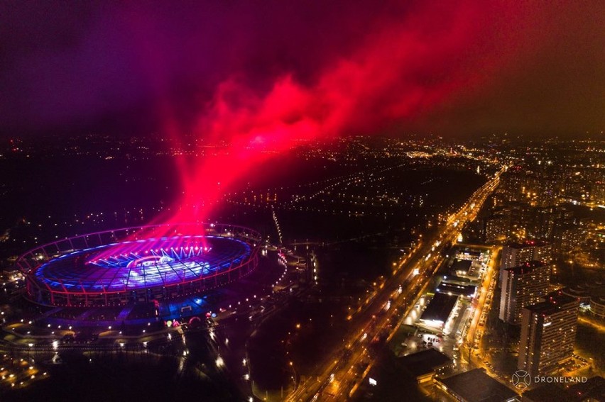 Sylwester 2018 z Polsatem - próby świateł na Stadionie Śląskim [ZDJĘCIA z drona]