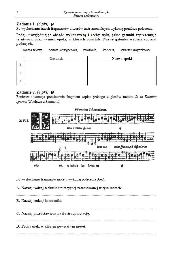 Matura 2012 wiedza o muzyce [ARKUSZE]