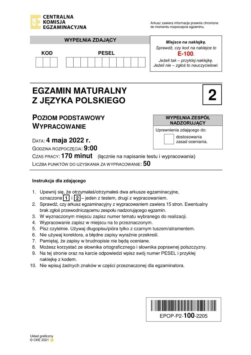 Matura 2022. Egzamin z języka polskiego. Mamy arkusze CKE i odpowiedzi. Tak wyglądała matura z polskiego 2022!