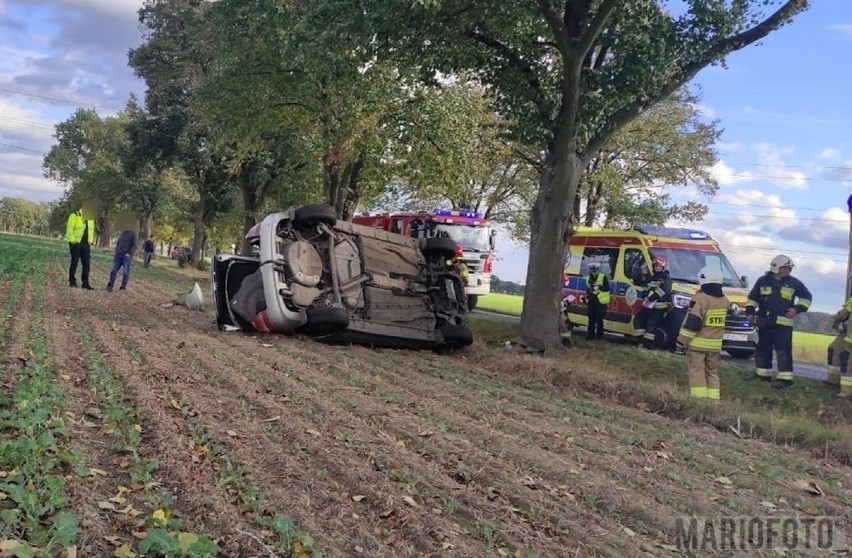 Wypadek samochodu na drodze wojewódzkiej nr 495.