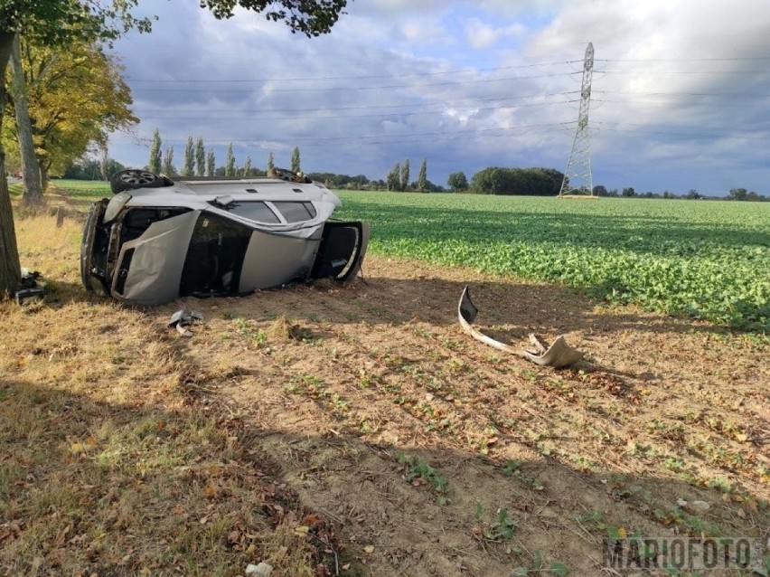 Wypadek samochodu na drodze krajowej nr 495.