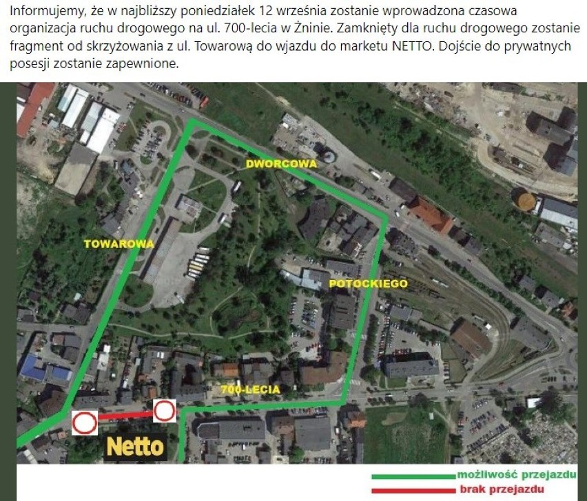 Zmiana organizacji ruchu na ul. 700-lecia w Żninie...