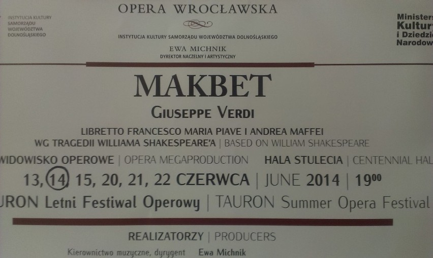 Megawidowisko operowe we Wrocławiu: "Makbet" Giuseppe Verdiego