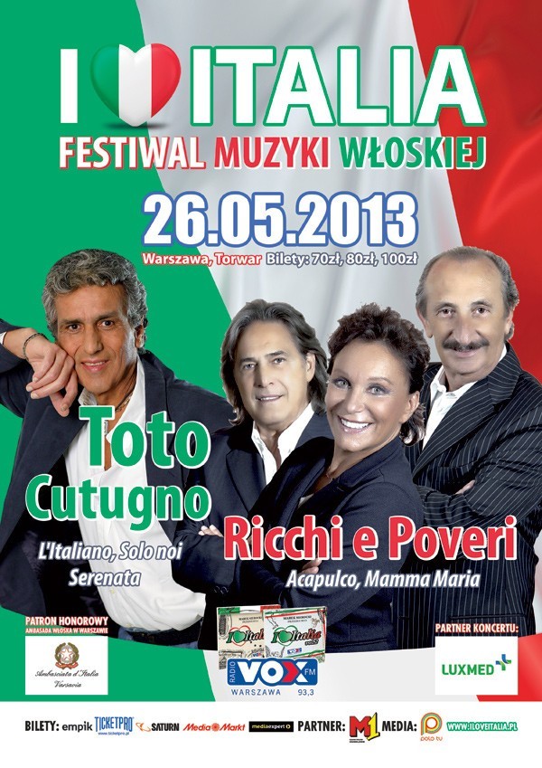 Festiwal &quot;I Love Italia&quot; już 26 maja na Torwarze w Warszawie