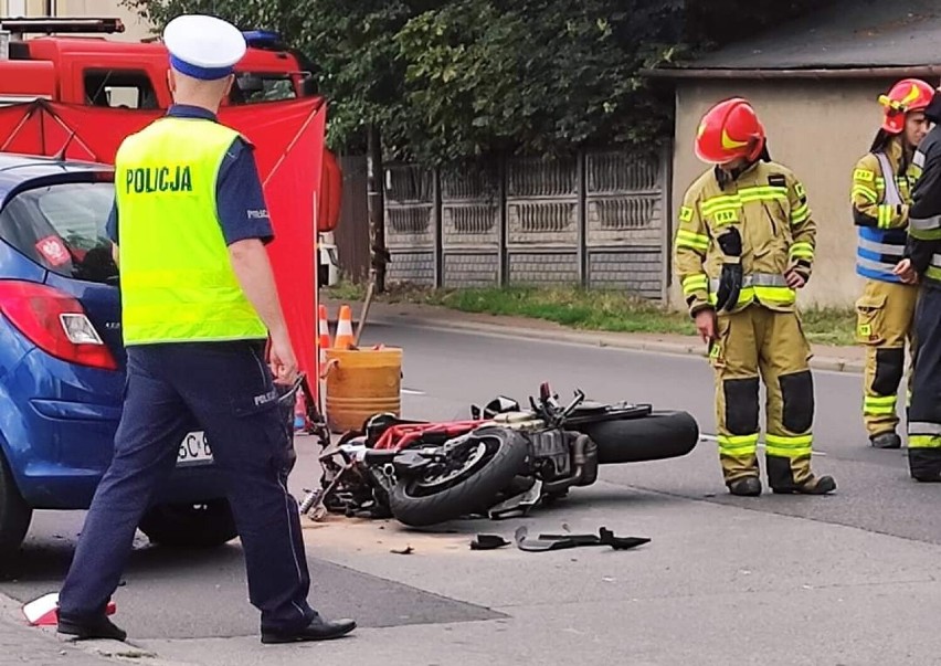Tragiczny wypadek w Częstochowie. Motocyklista zderzył się z osobówką. 41-latek nie żyje