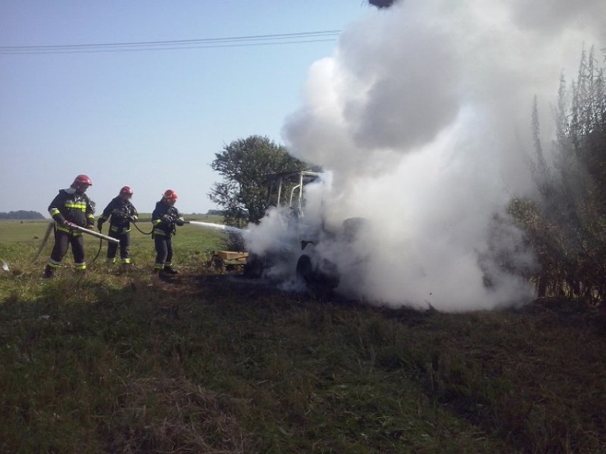 Pożar ciągnika w Galwiecie