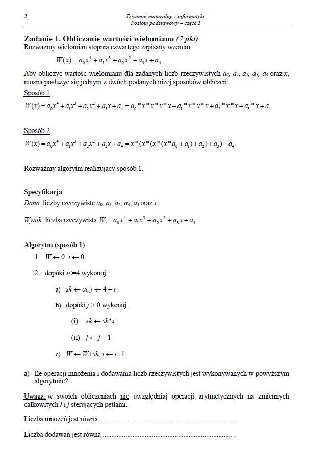 Matura 2013. Informatyka - poziom podstawowy [ARKUSZE, ODPOWIEDZI]