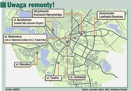 W każdy poniedziałek publikujemy mapę robót prowadzonych na olsztyńskich drogach