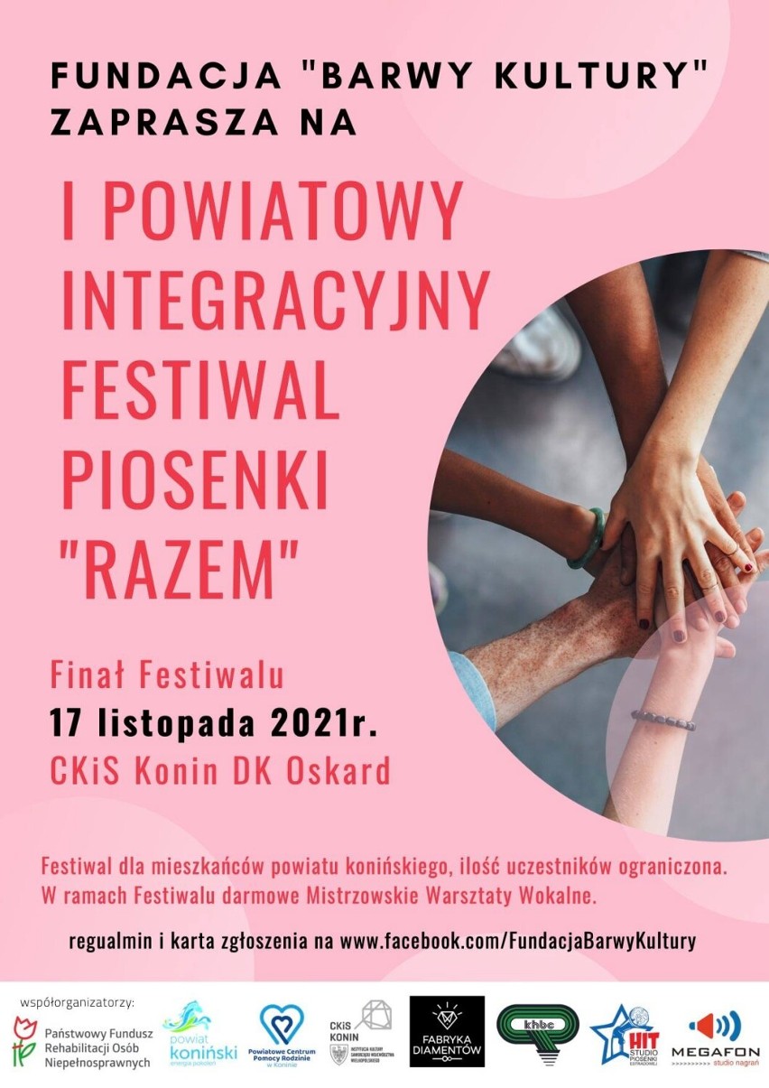 Konin. Fundacja „Barwy Kultury” zaprasza do udziału w I Powiatowym Integracyjnym festiwalu Piosenki „Razem”