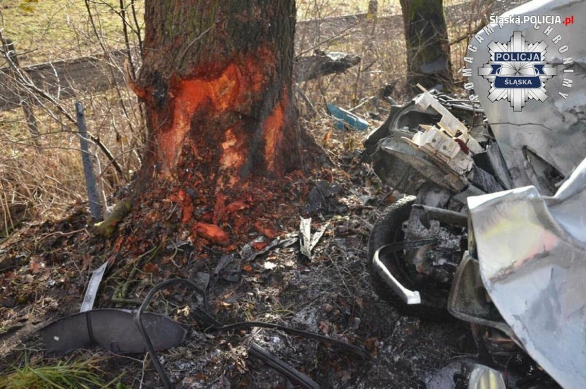 Śmiertelny wypadek pod Myszkowem. Kierowca renault wjechał w drzewo w Jaworzniku, zginął na miejscu