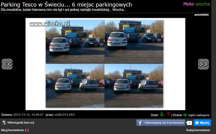 Na stronie wiocha.pl opublikowano zdjęcie z parkingu przy...