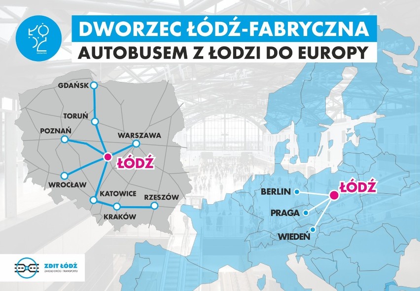 Polski Bus odjeżdża z dworca Łódź Fabryczna