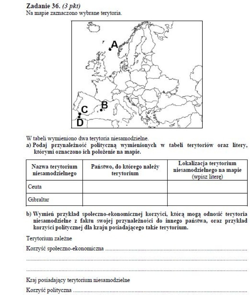 GEOGRAFIA MATURA 2013 ODPOWIEDZI ARKUSZE - maj 2013