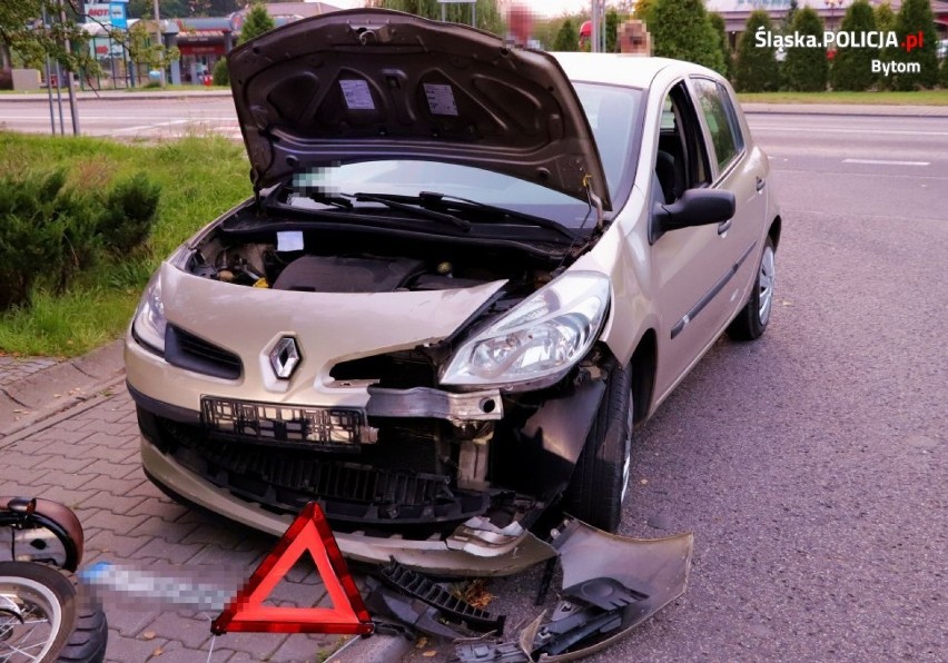 Wypadek motocyklisty w Bytomiu. 27-latek trafił do szpitala, zawinił 79-latek w renault