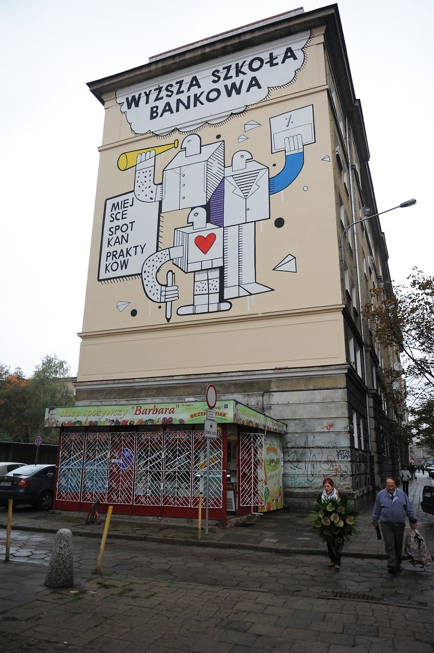 Murale w Poznaniu - Nowy malunek Wyższej Szkoły Bankowej na Ratajczaka