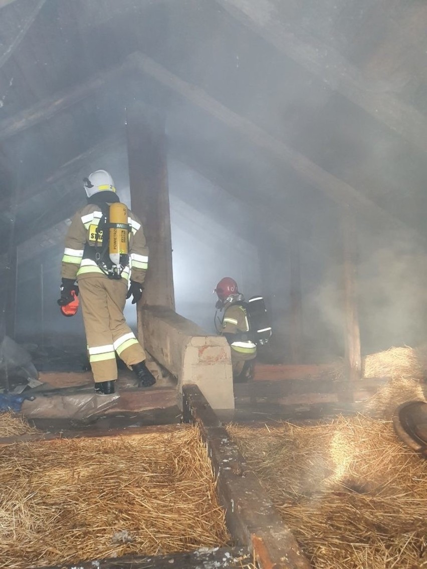 Dwugodzinna akcja gaśnicza w Typinie. Drewniany budynek mieszkalny zaczął się palić