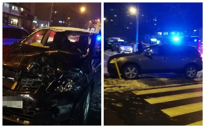 Wypadek dwóch nissanów na skrzyżowaniu Kaliska - Broniewskiego we Włocławku [zdjęcia]
