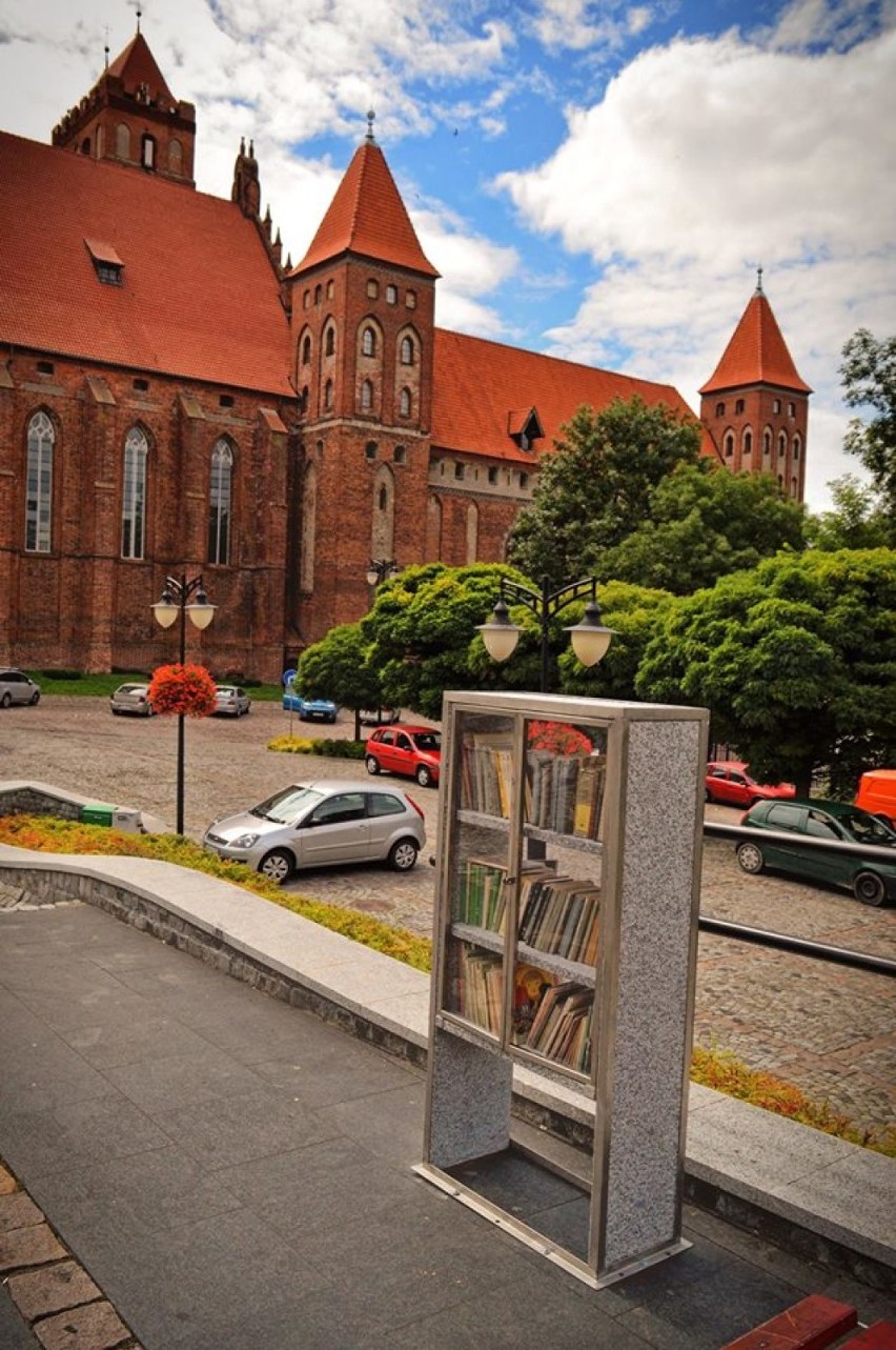 Na placu Jana Pawła II w Kwidzynie stanął regał z książkami