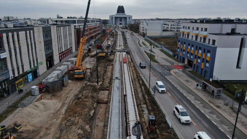 Oto najnowsze zdjęcia z budowy trasy tramwajowej do...