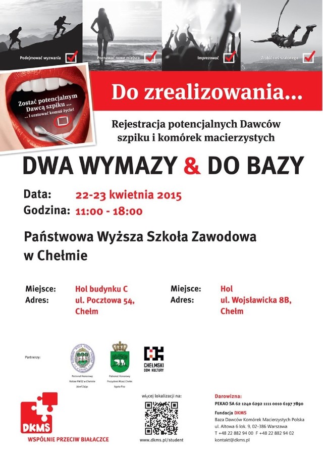 "Dwa Wymazy & Do Bazy"! Akcja w Chełmie już w dniach 22-23 kwietnia