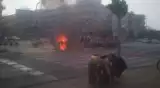 Pożar na budowie Trasy W-Z przy al. Mickiewicza [FILM]