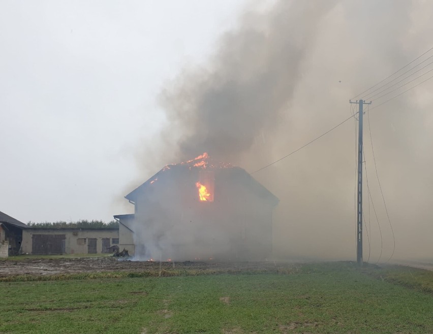 Gmina Lgota Wielka. Pożar poddasza w domu jednorodzinnym w Krzywanicach. Rodzina straciła dach nad głową. ZDJĘCIA, FILM