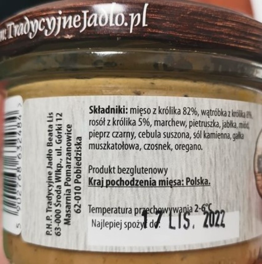 Wycofanie jednej partii produktu pn. Pasztet z królika, 160...