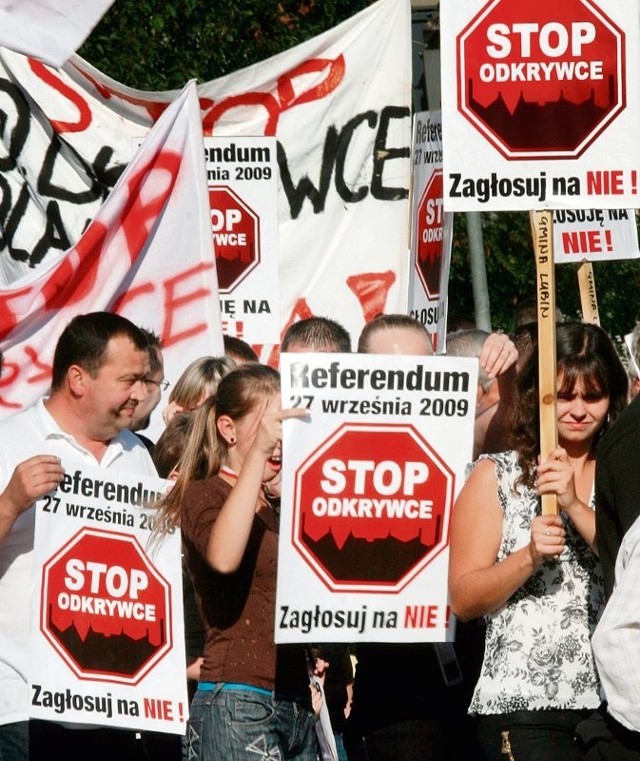 Wrzesień 2009. Protest przeciwników odkrywki pod Legnicą