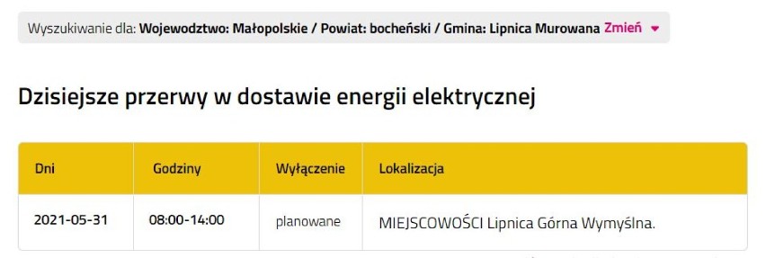 Wyłączenia prądu w powiecie bocheńskim i brzeskim,...