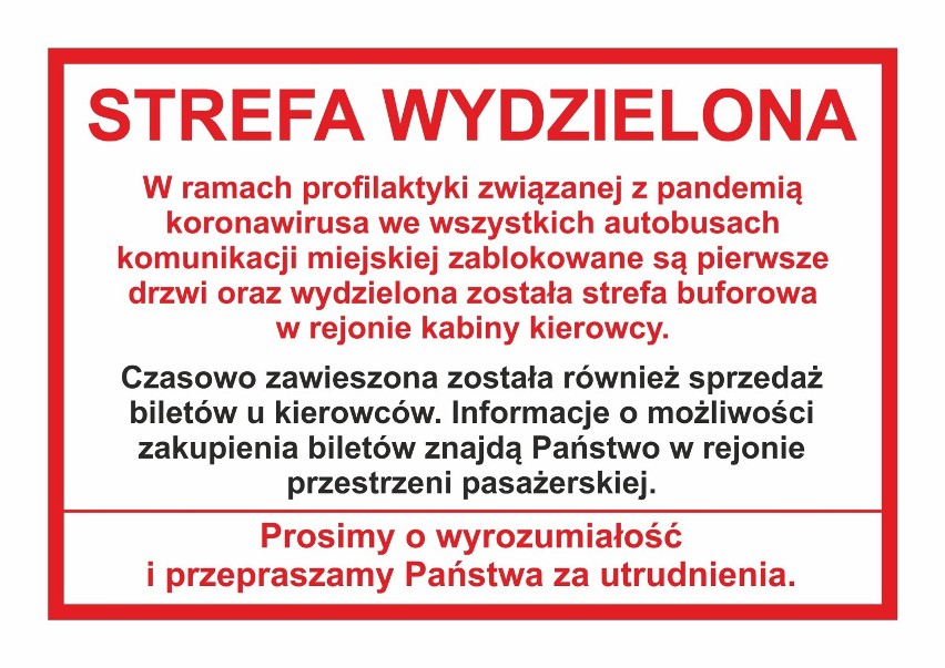 Koronawirus, Tomaszów Maz. MZK ogranicza kursy i wprowadza strefę buforową koło kierowcy