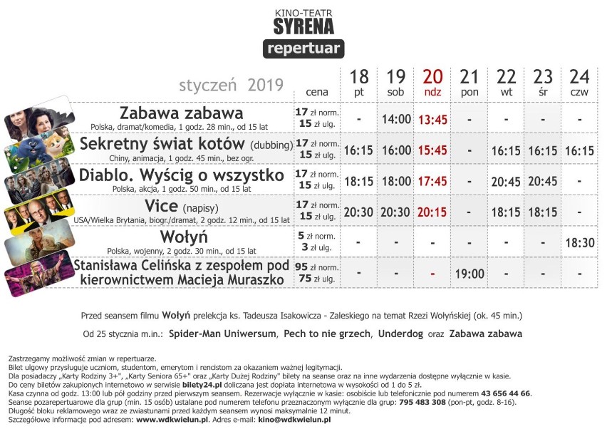 Repertuar kina Syrena w Wieluniu od 18 do 24 stycznia [ZWIASTUNY]