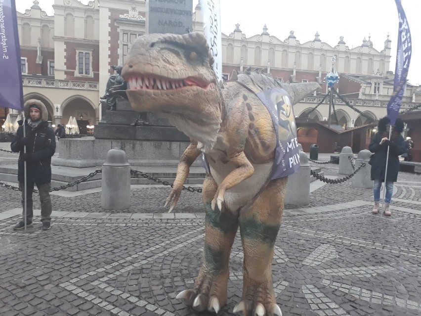 Dinozaur maszerował po Rynku Głównym w Krakowie