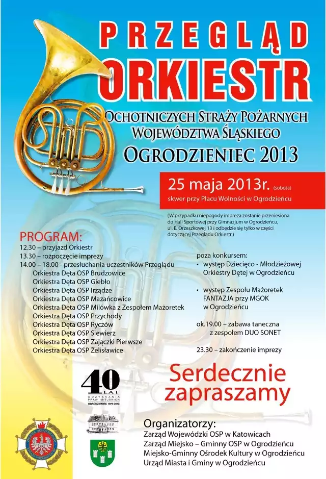Zobacz program przeglądu orkiestr w Ogrodzieńcu.