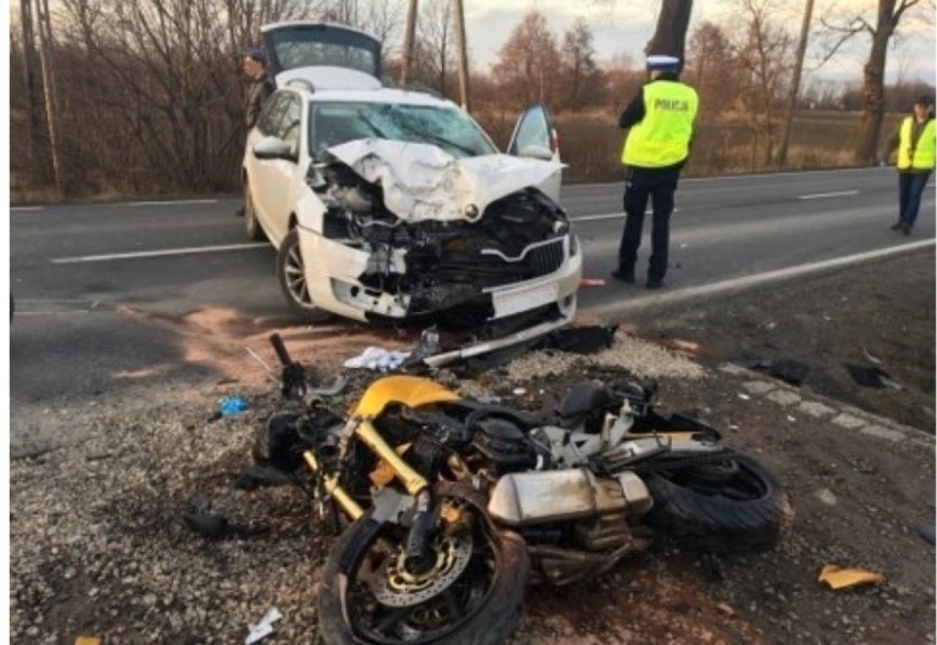 Śmiertelny wypadek motocyklisty na drodze Oświęcim - Kęty