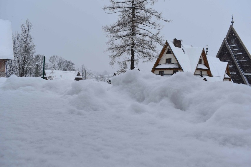 Zakopane. W nocy spadło 25 cm śniegu. Fatalne warunki drogowe [ZDJĘCIA]