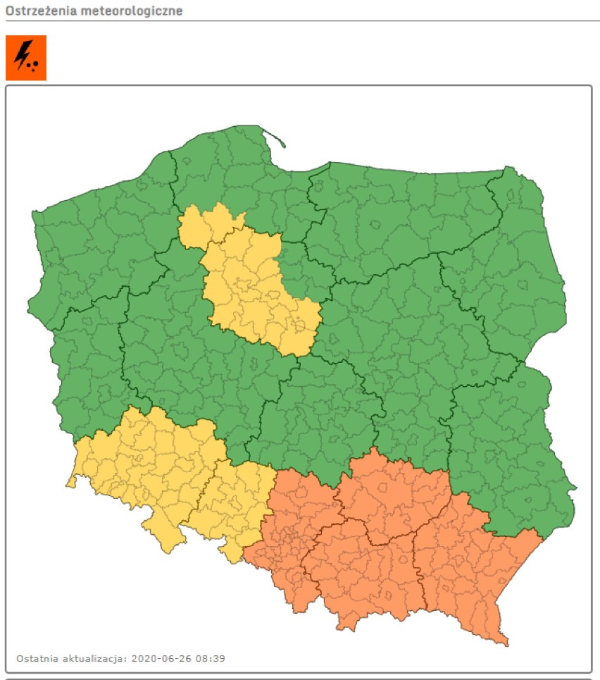 Burze z gradem w woj. śląskim - ostrzeżenie II. st. [26.06.2020]. W porywach do 90 km/h! Sprawdź gdzie jest burza? [MAPA online]