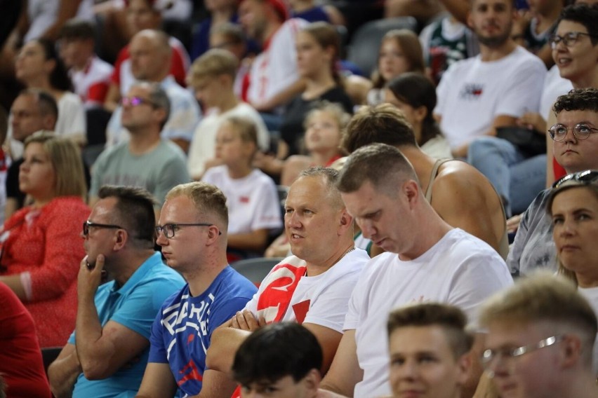 Kibice na meczu meczu koszykarzy Polska - Węgry w Gliwicach.