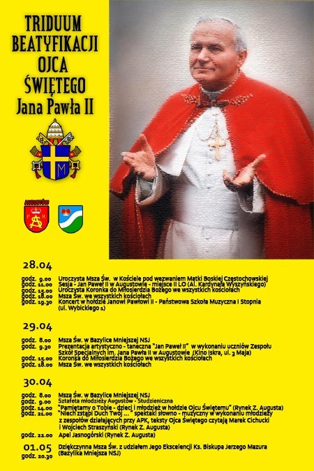 Augustów: Obchody Triduum Beatyfikacji Ojca Świętego Jana Pawła II