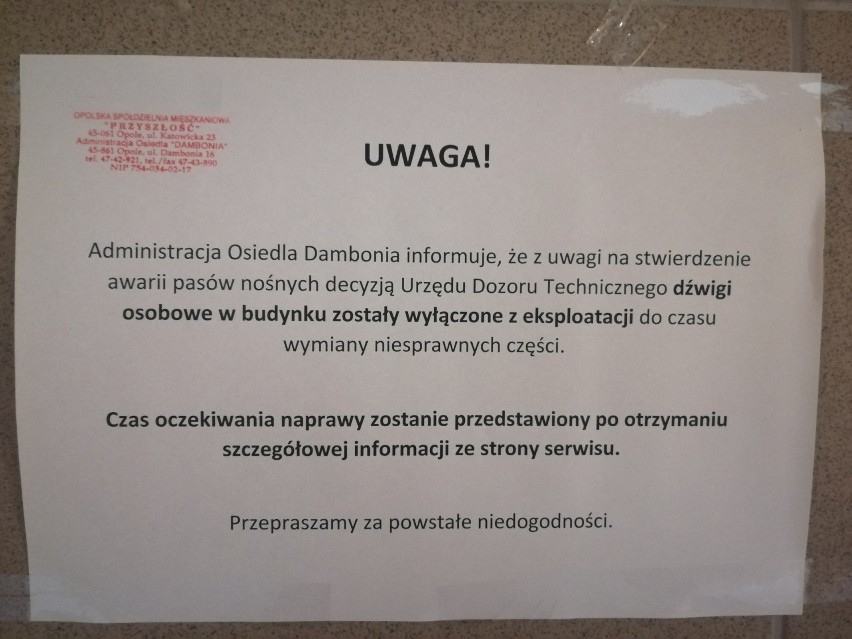 Problem dotyczy mieszkańców budynku przy ul. Dambonia...