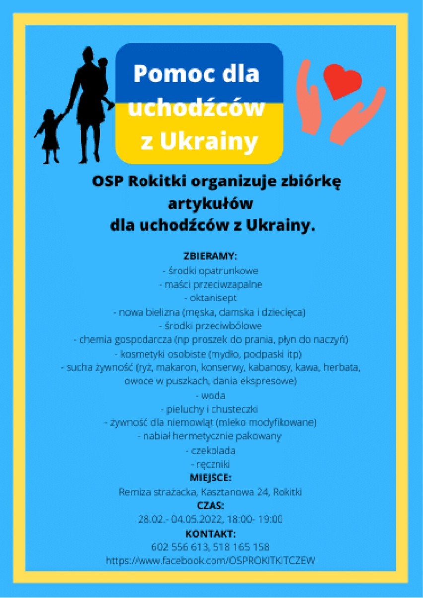 Zbiórki darów dla mieszkańców i uchodźców z Ukrainy na terenie całego powiatu!