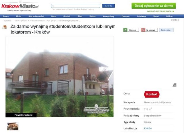 Mieszkaniec Zabierzowa chce za darmo wynająć dom studentom, ...
