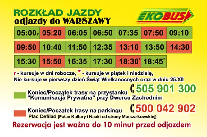 Aktualny rozkład jazdy autobusów Płock-Warszawa-Płock 2016...